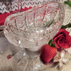 19th Century ABP Blown Crystal Compote, Handmade & Handcut Motifs C.1860